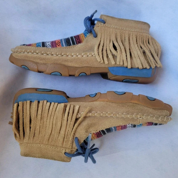 Twisted X Chukka Driving Lace-up Moccasin, Youth Size 3, Western Serape Leather - Picture 6 of 11